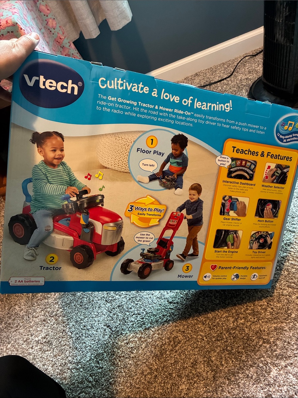 Vtech Get Growing Tractor & Mower Ride-On Toy - Picture 5 of 7